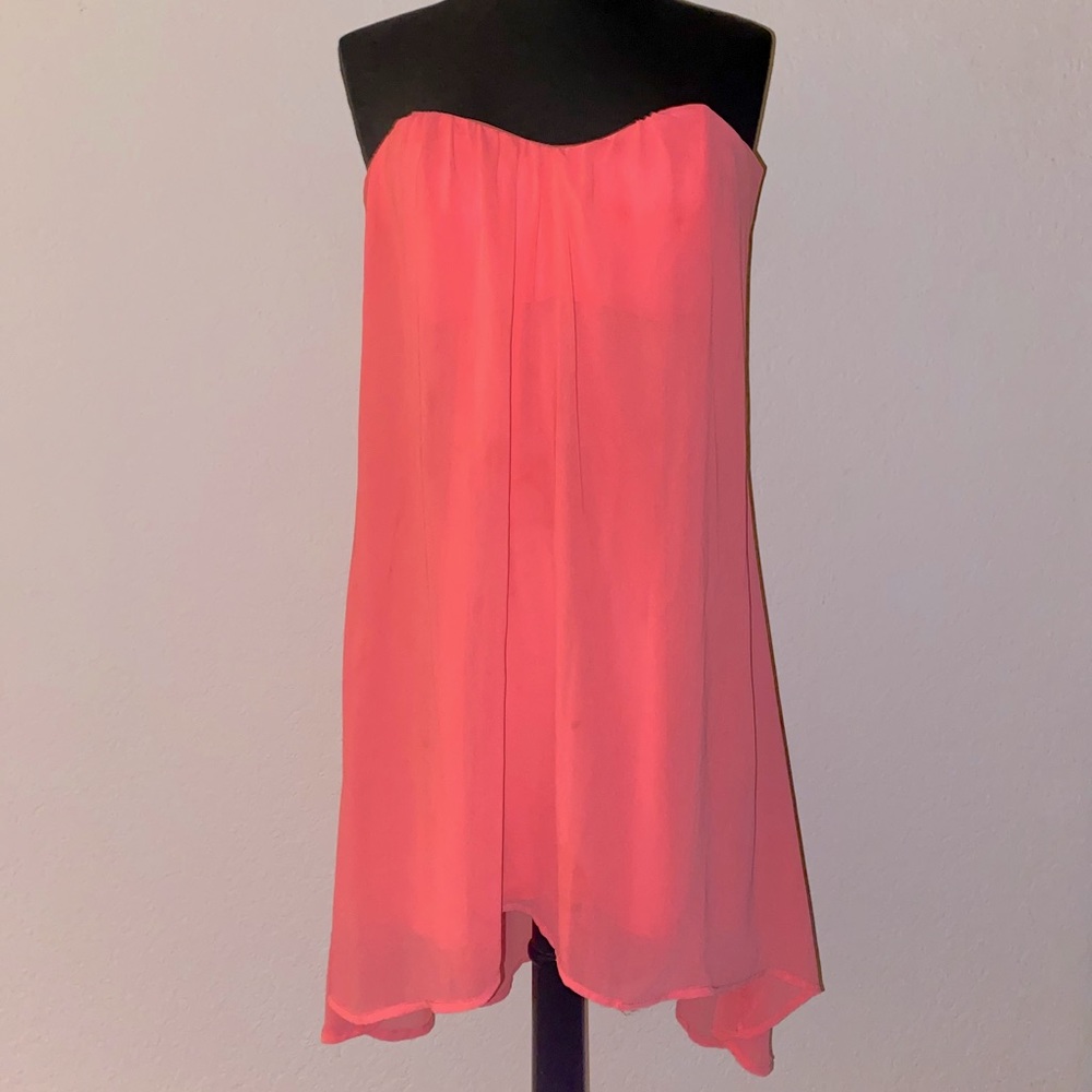 HOT GIRL SUMMER STRAPLESS NEON PINK CUTOUT DRESS